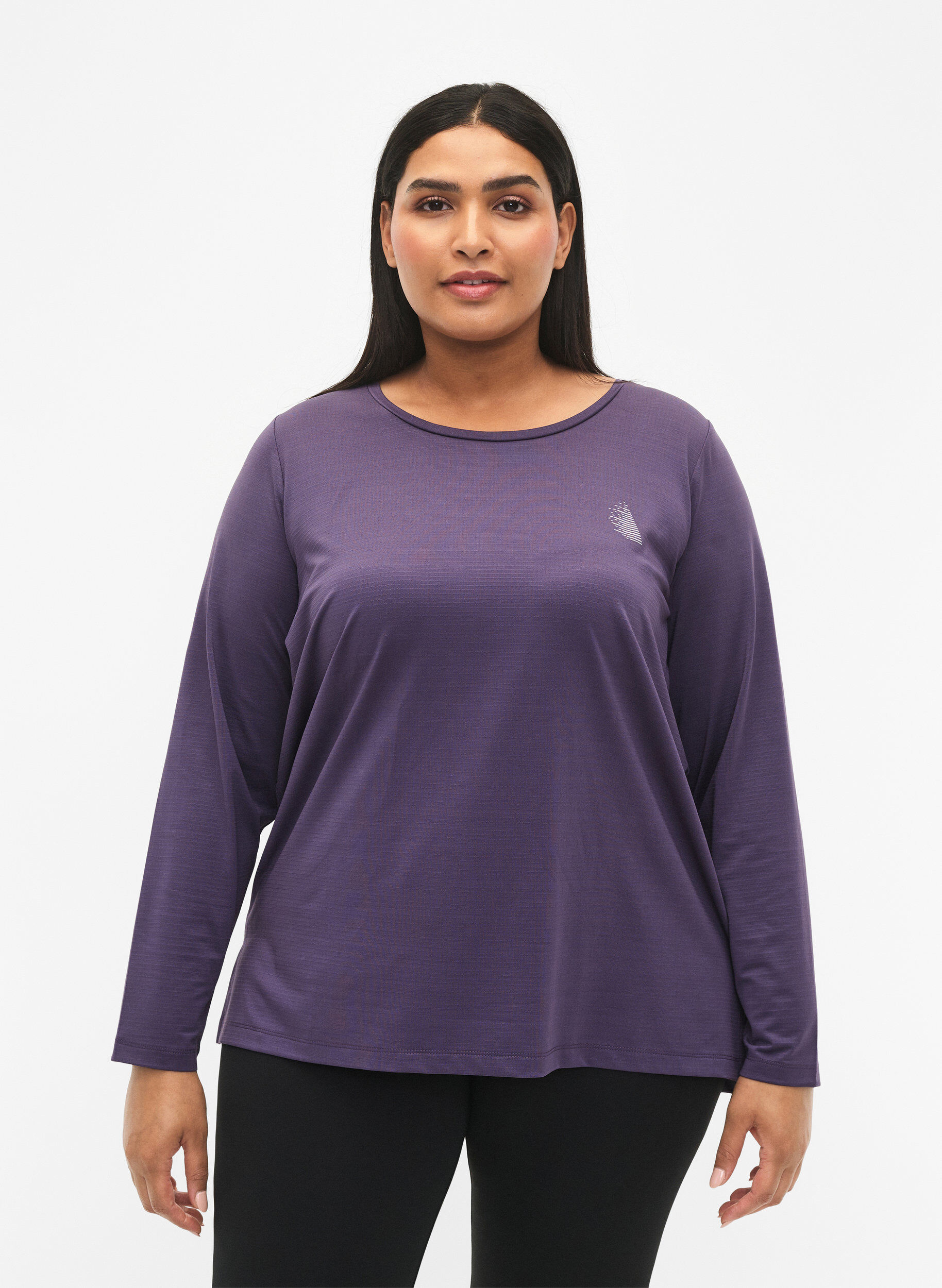 ZizziSportblouse met structuur en lange mouwen, Purple Plumeria, Model image number 0