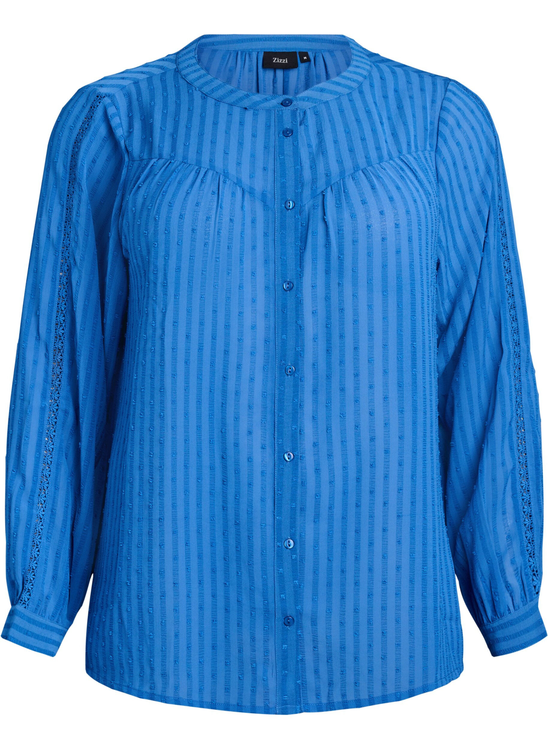 Shirt met een gestructureerd stippenpatroon en borduurdetails