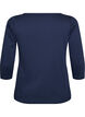 T-shirt basic &agrave; col bateau et manches 3/4, Bleu, Packshot image number 1