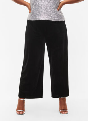 Pantalon en velours avec largeur, Black, Model image number 3