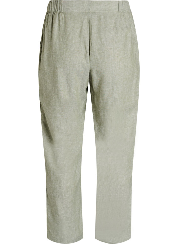 Linnen en viscose broek met losse pasvorm, Groen, Packshot image number 1