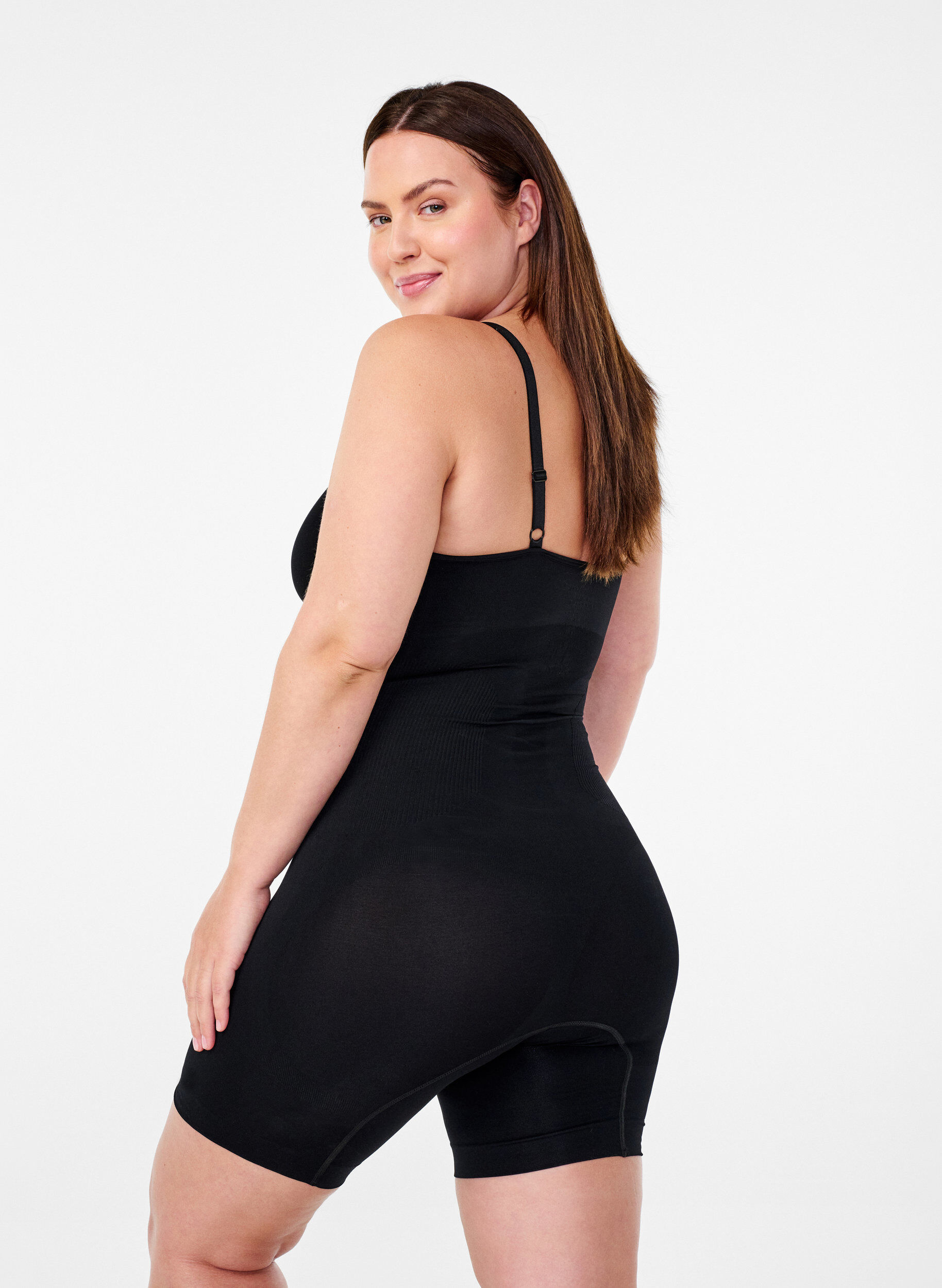 ZizziShapewear bodysuit met opening aan de onderkant, Zwart, Model image number 1