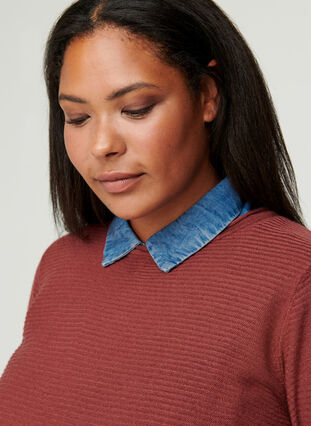 Gebreide geribbelde sweater met ronde hals , Wild Ginger, Model image number 2