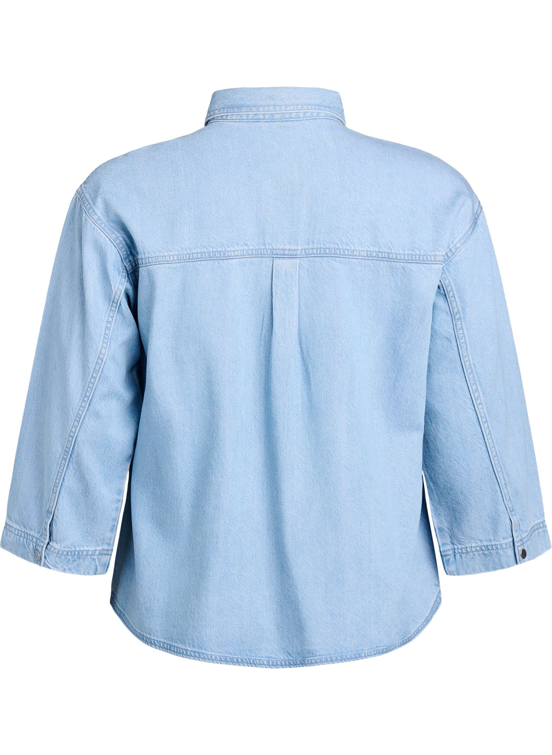 ZizziLos denimshirt met 3/4-mouwen, Blauw, Packshot image number 1