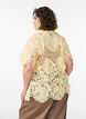 Kanten blouse met ruchekraag en korte mouwen, Geel, Model image number 2