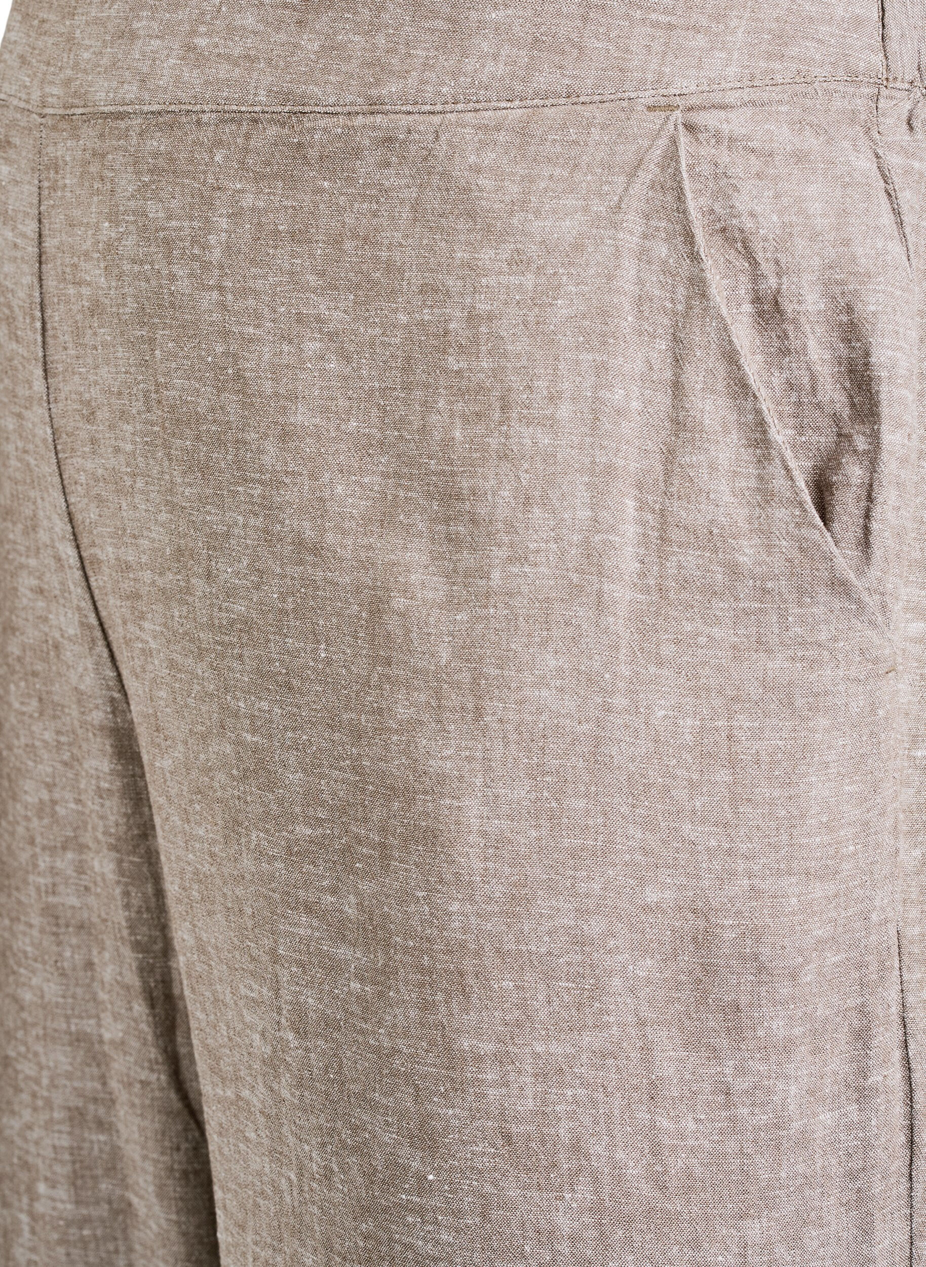 ZizziLinnen en viscose broek met losse pasvorm, Bruin, Packshot image number 2