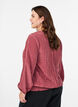 Blouse met V-hals en gekreukte textuur, Roze, Model image number 2