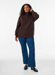 Pull en tricot avec col haut et fermeture &eacute;clair, Marron, Model image number 1