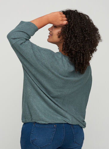 Gemêleerde blouse met verstelbare onderkant, Balsam Green Mel , Model image number 1