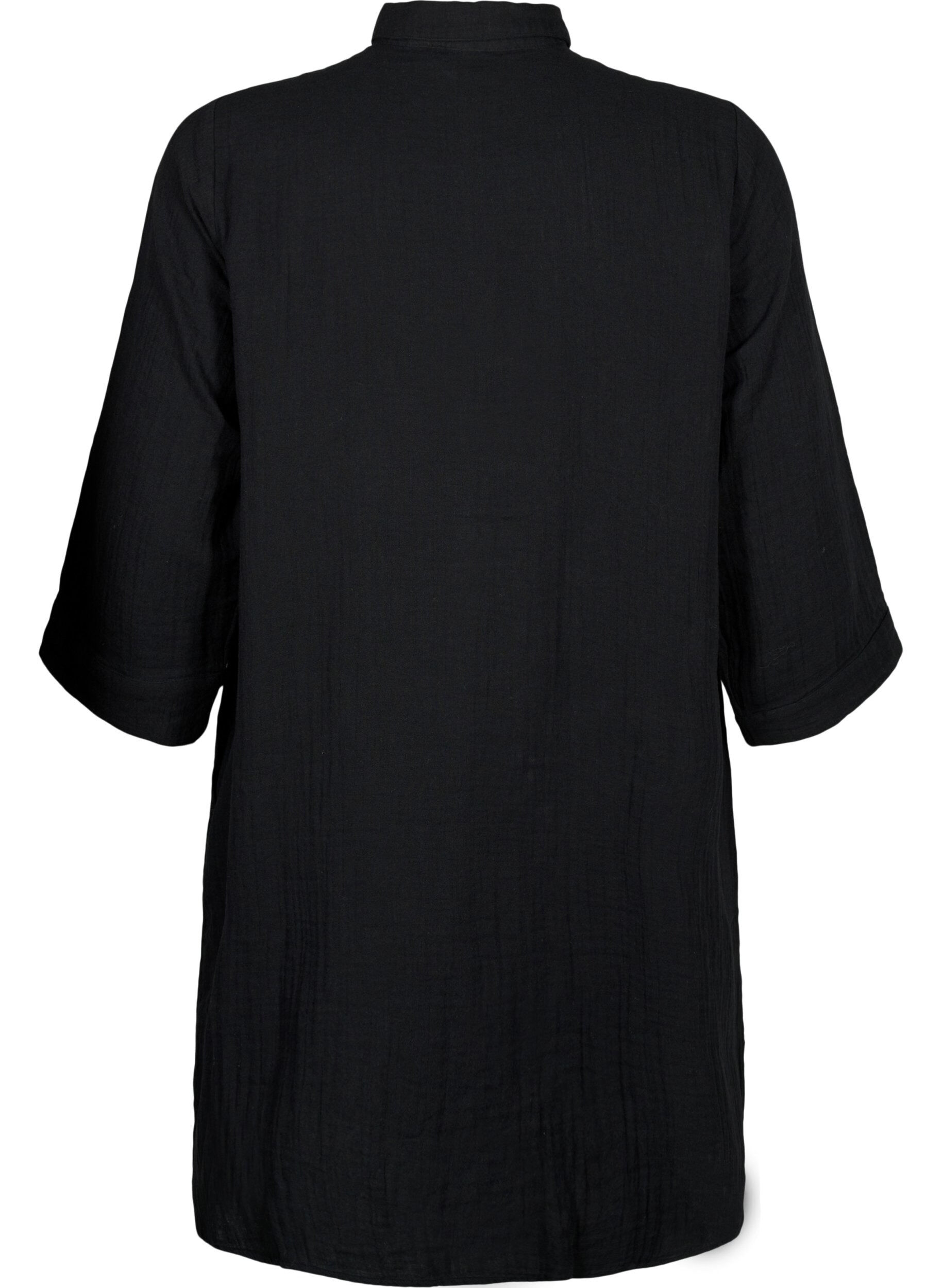 Zizzi Chemise longue en mousseline de coton, Black, Packshot image number 1