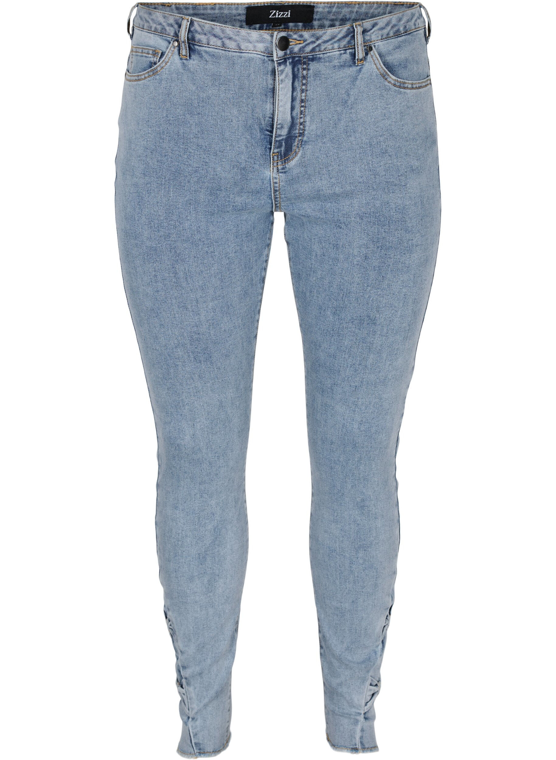 ZizziCropped Amy jeans met strikjes, Light blue, Packshot image number 0