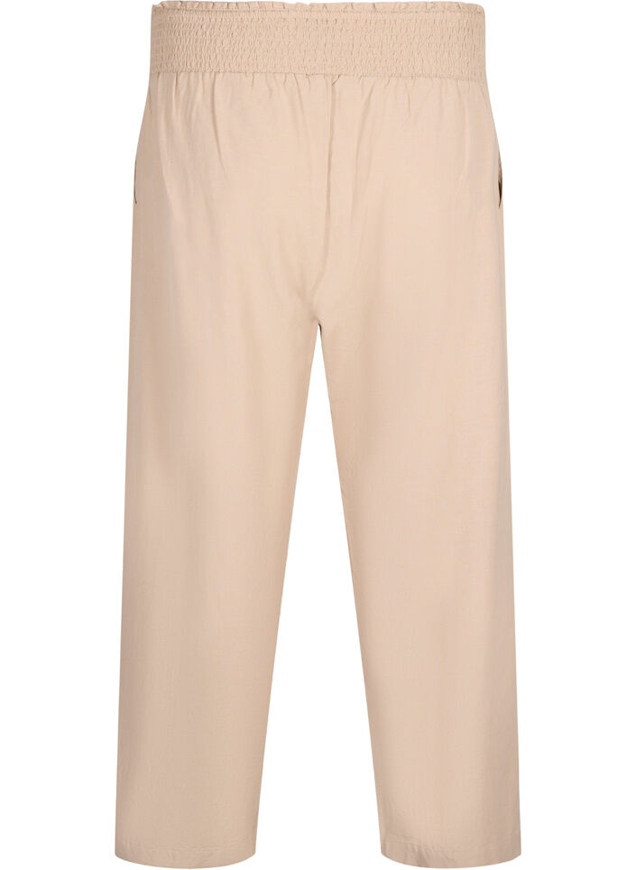 Pantalon à smocks en lin, Beige, Packshot image number 1