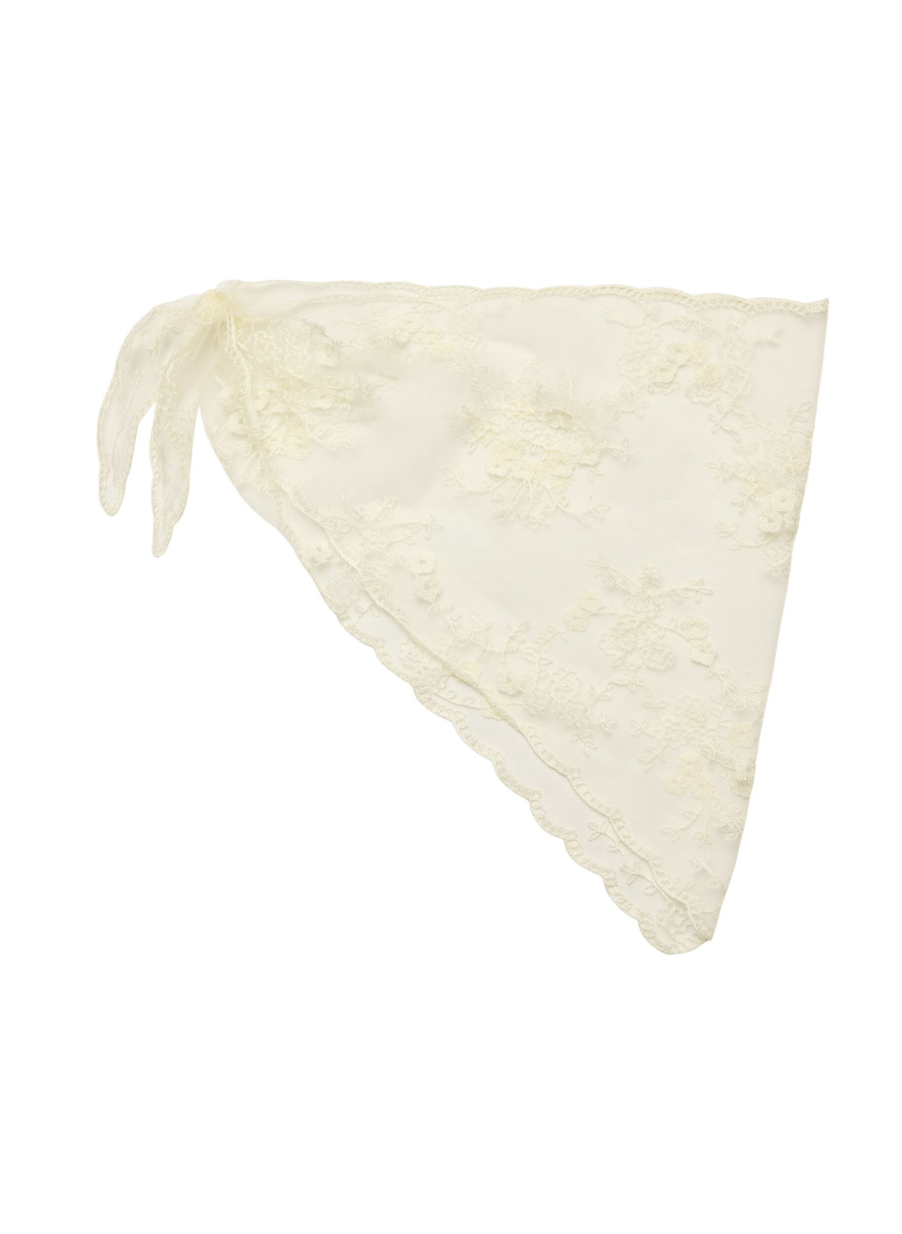 ZizziDriehoekige kanten sjaal, Beige, Packshot image number 0