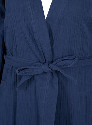 Robe de chambre en coton avec ceinture à nouer, Navy Blazer, Packshot image number 2
