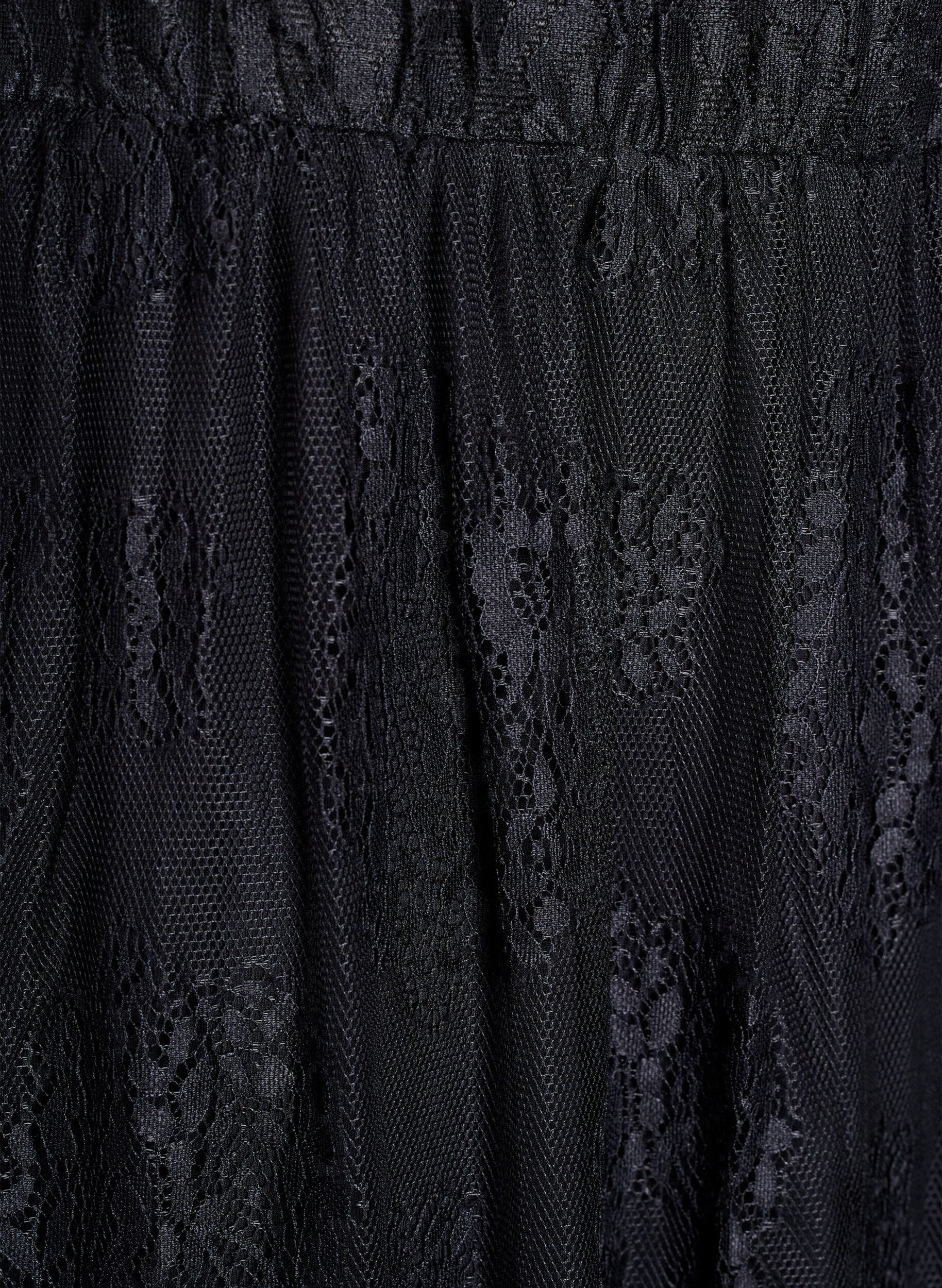 ZizziLange rok van kant met elastische taille, Zwart, Packshot image number 2