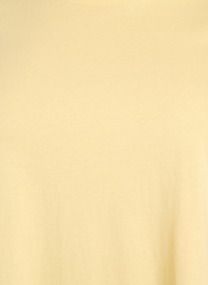 T-shirt basique en coton &agrave; col rond, Jaune clair, Packshot image number 2