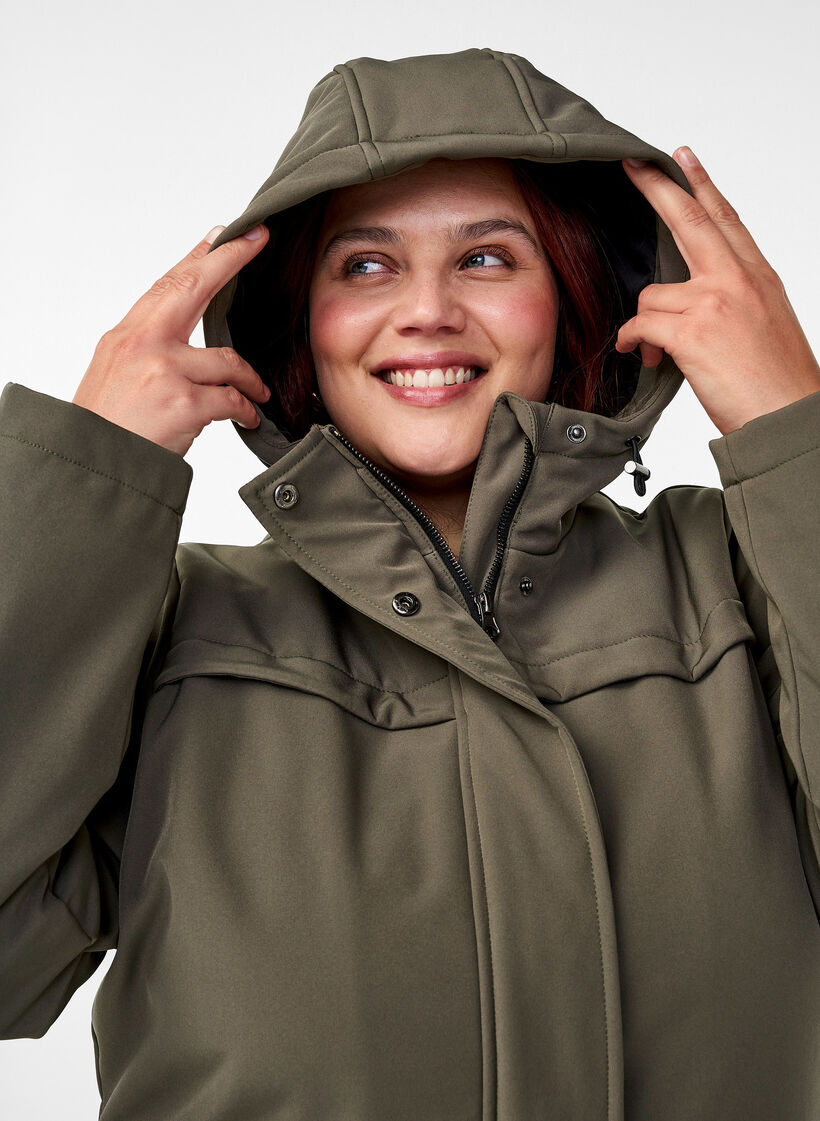 Veste softshell résistante à l'eau avec doublure matelassée, Vert foncé, Image image number 0