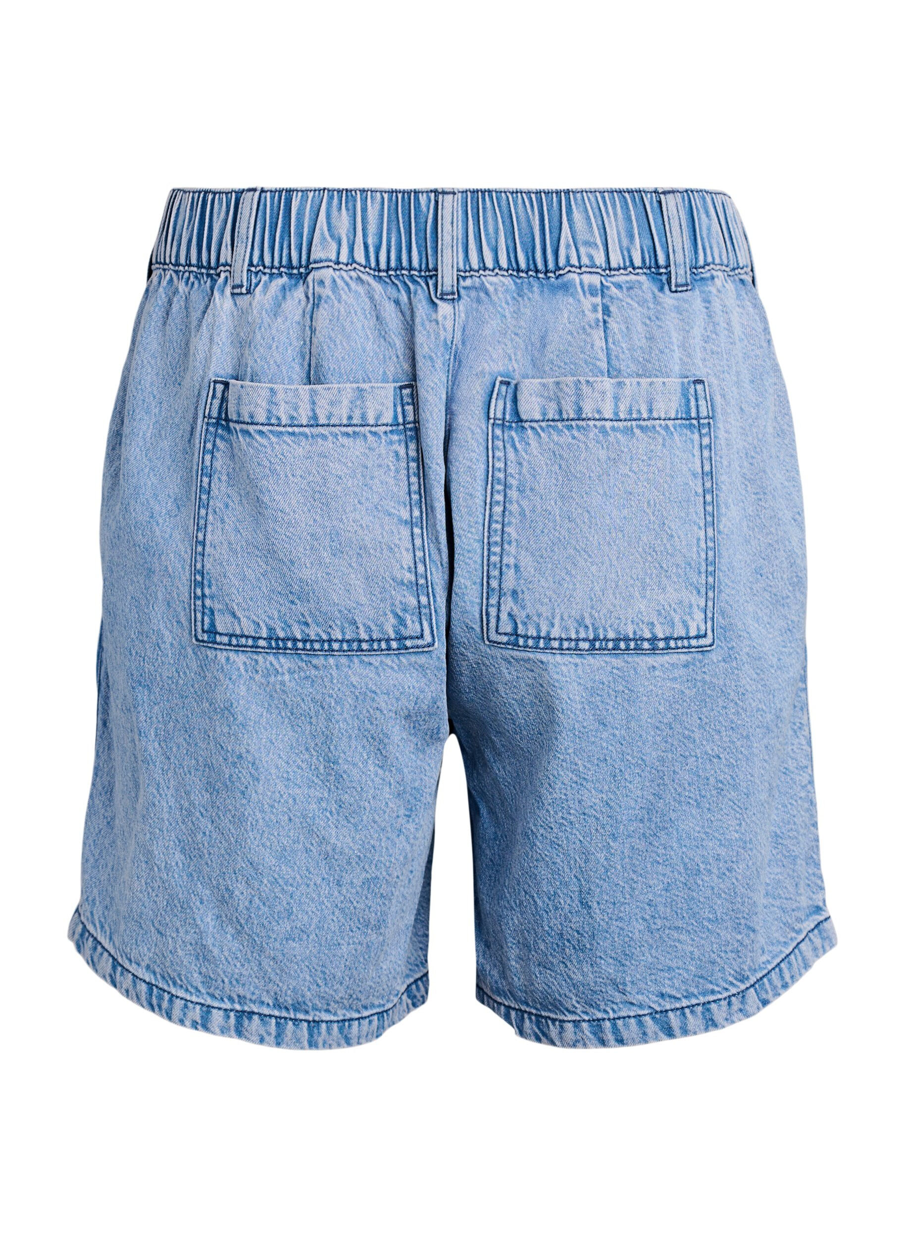 ZizziLosse denim shorts met hoge taille, Blauw, Packshot image number 1