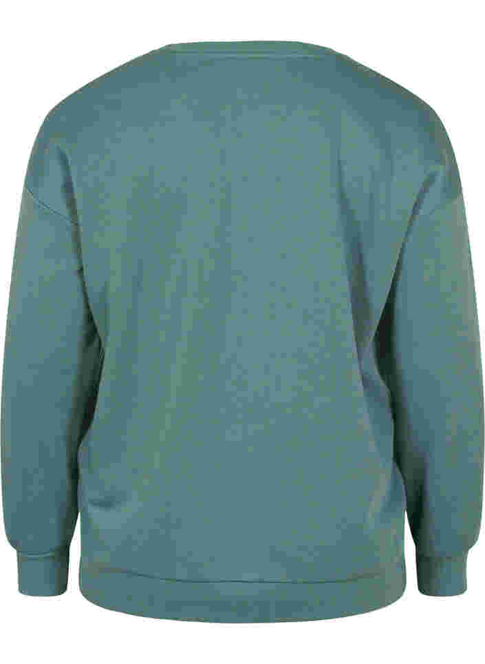 Sweatshirt met sportieve print, Dark Forest, Packshot image number 1