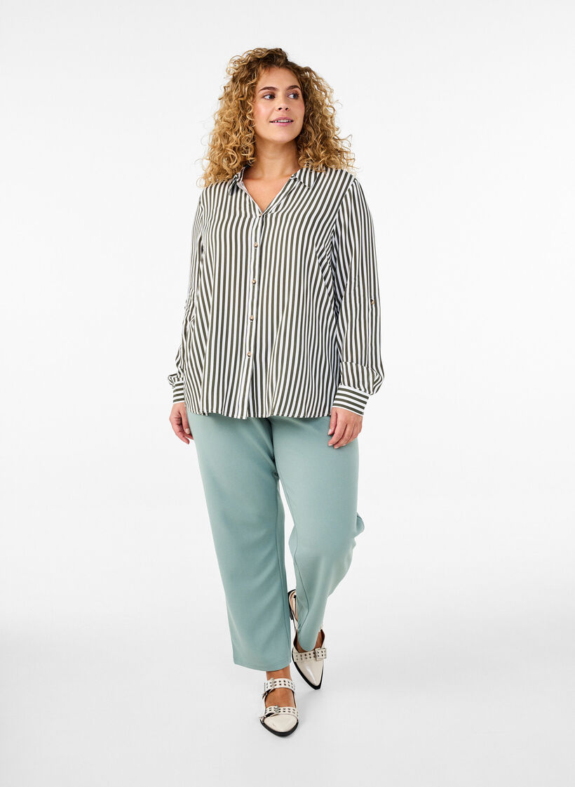 Pantalon &agrave; coupe droite, Vert, Model image number 0