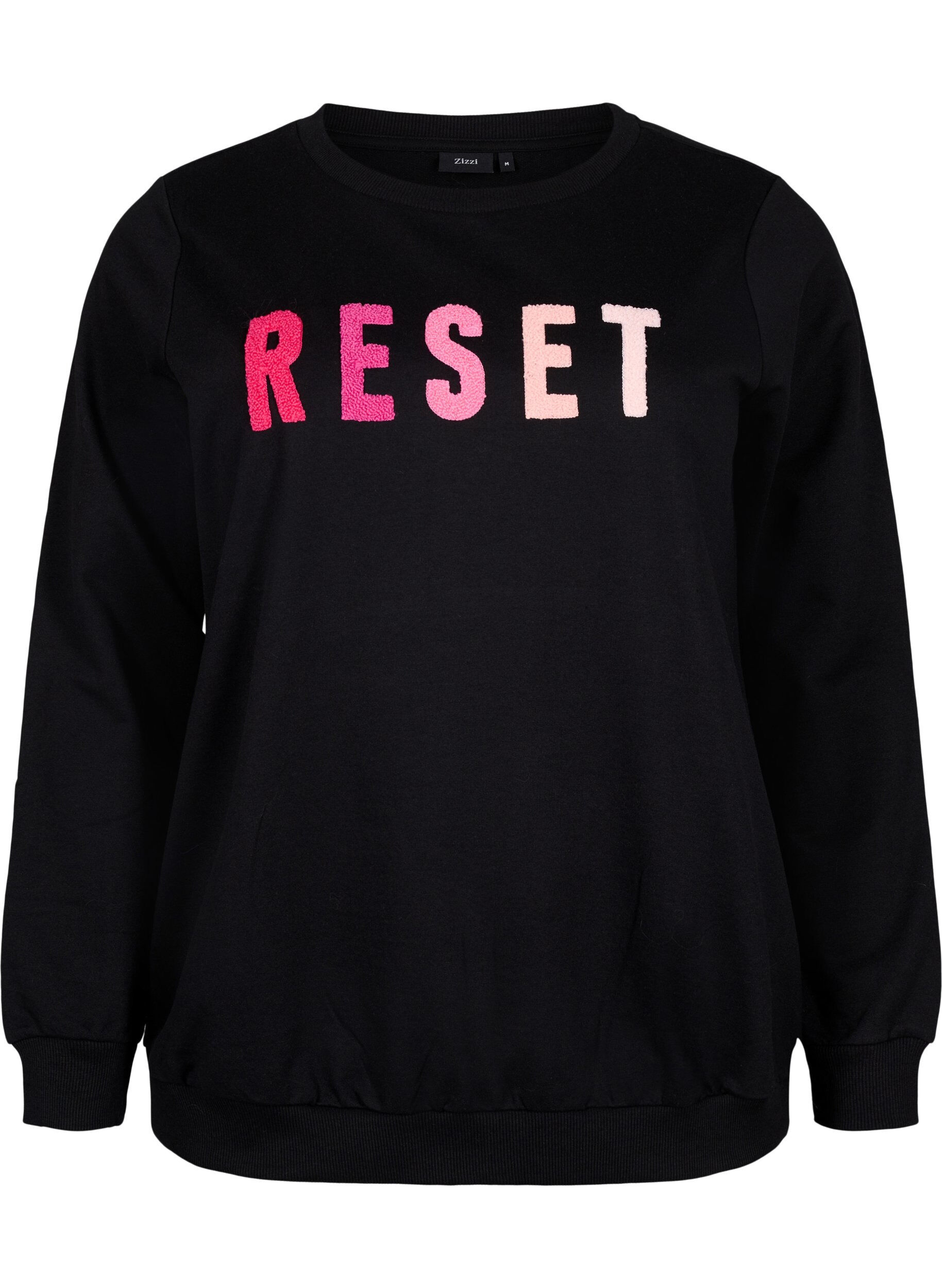 ZizziSweatshirt met tekst, Black W. Reset, Packshot image number 0