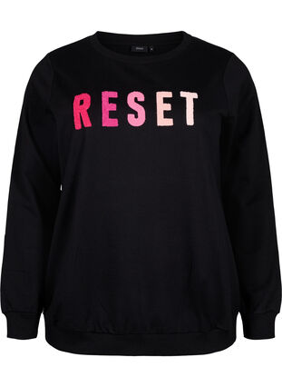 Sweatshirt met tekst, Black W. Reset, Packshot image number 0