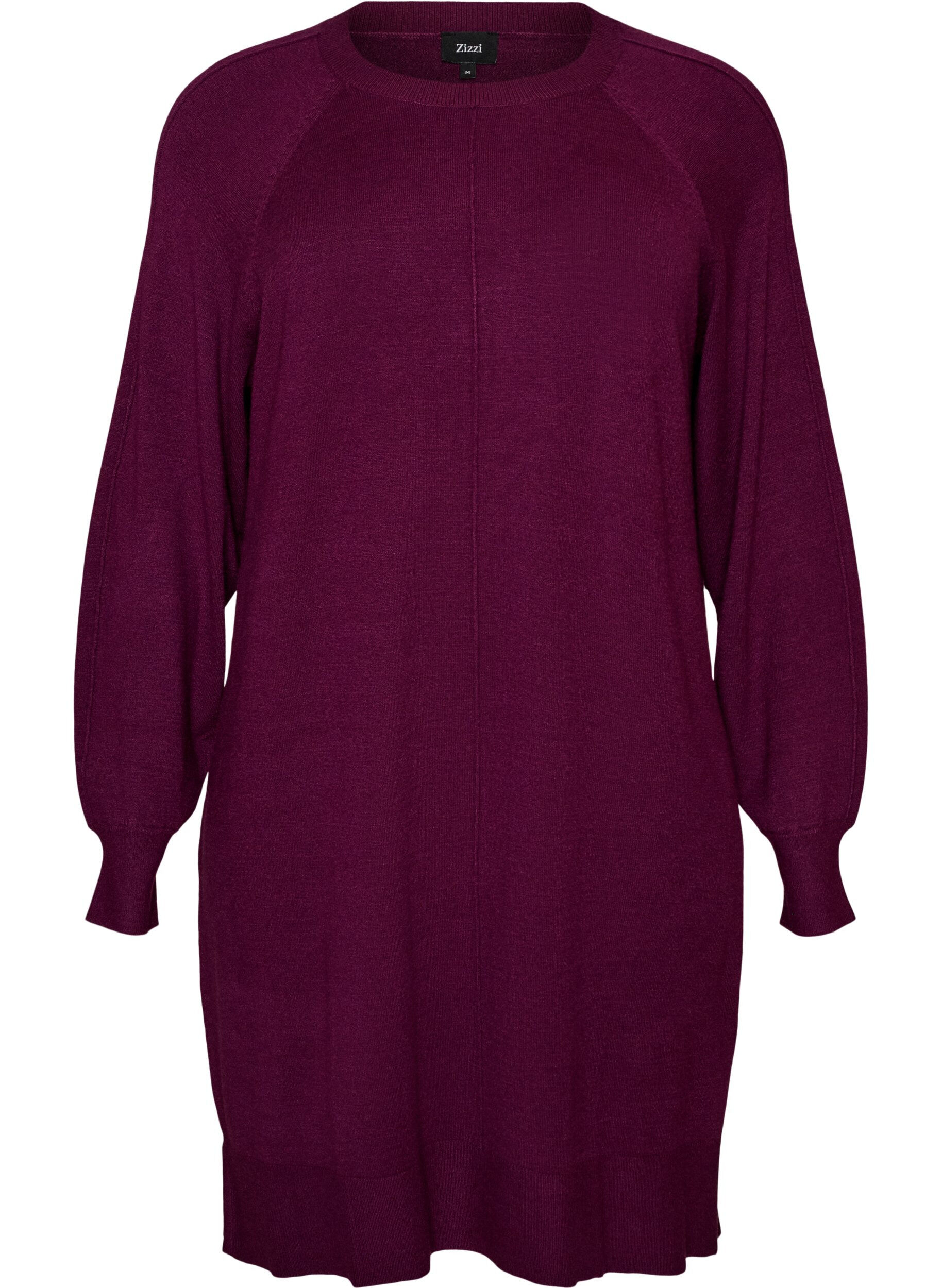 ZizziRobe courte en maille &agrave; manches raglan et couture centrale, Bordeaux, Packshot image number 0