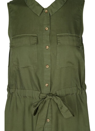 Robe chemise sans manches à taille ajustable, Kaki Green, Packshot image number 2
