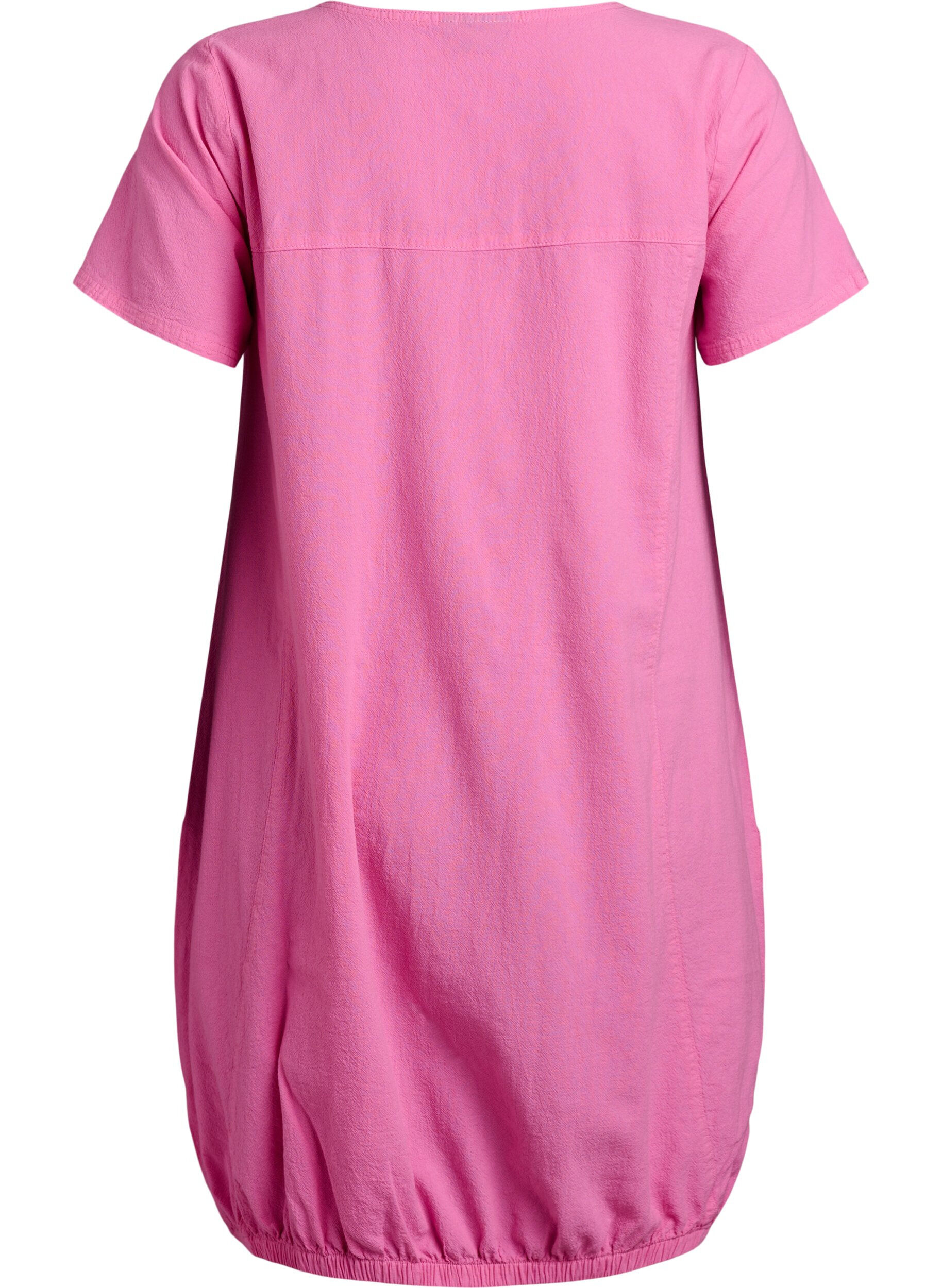 ZizziKatoenen jurk met korte mouwen, Roze, Packshot image number 1