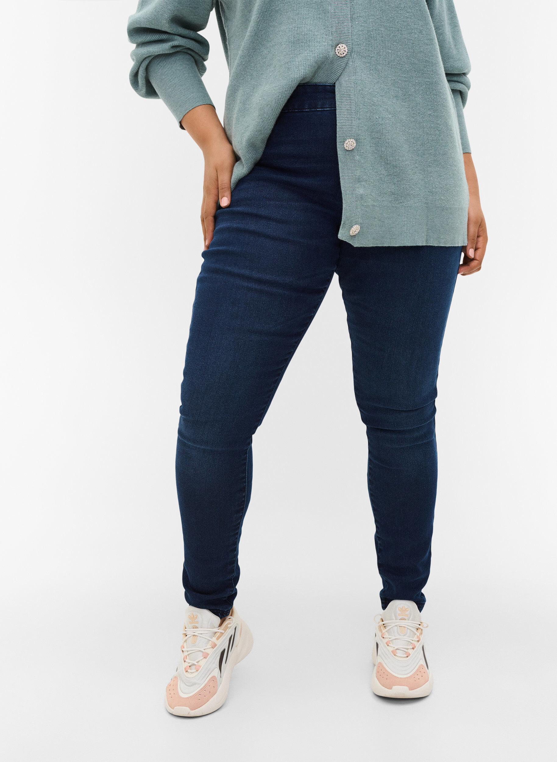 Zizzi Jegging en coton m&eacute;lang&eacute;, Dark blue denim, Model image number 2