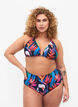 Bas de bikini à imprimé et taille haute, Bleu, Model image number 0