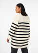 Lange gestreepte gebreide cardigan, Birch w/Black, Model image number 1