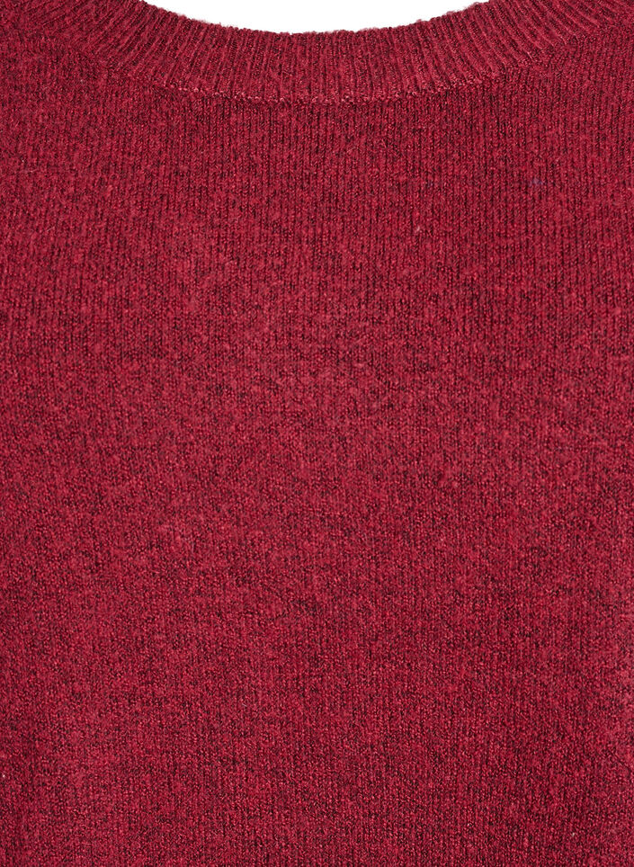 Lange gebreide blouse met balknopen, Donker Bordeaux, Packshot image number 2