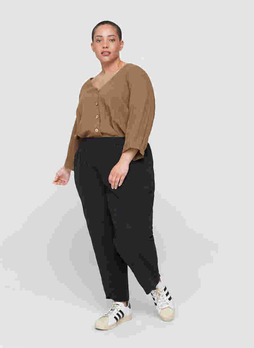 Pantalon court en coton, Black, Model image number 0
