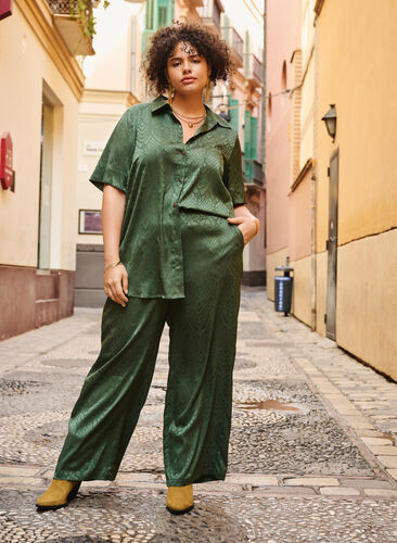 Pantalon avec motif texturé, Duck Green, Image image number 0