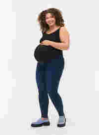 Zwangerschaps jeggings in katoenmix, Dark blue denim, Model