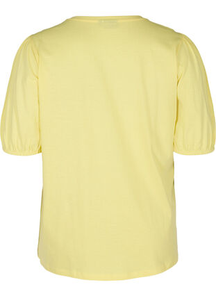 Katoenen t-shirt met elleboogmouwen, Pale Banana, Packshot image number 1