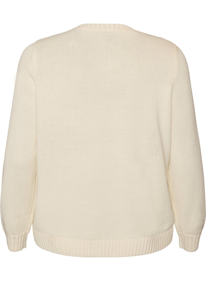 Vest met kabelpatroon, Vanille, Packshot image number 1