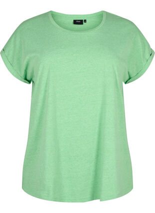 T-shirt van katoen in neon kleur, Neon Green, Packshot image number 0