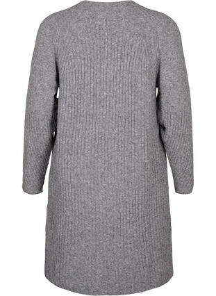 Robe en tricot côtelé avec fente, Light Grey Melange, Packshot image number 1