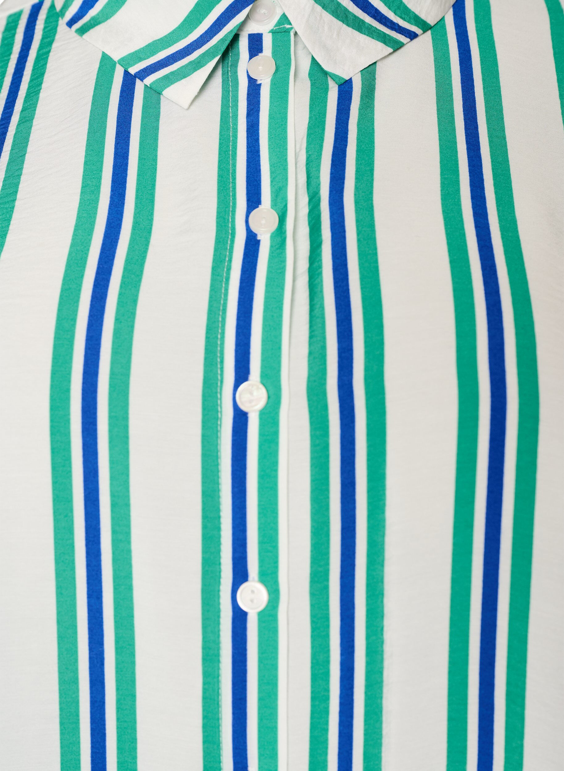 ZizziGestreepte viscose shirt met korte mouwen, Vanille, Packshot image number 2