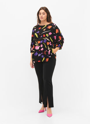 Viscose blouse met print en 3/4 mouwen, Faded Tulip AOP, Model image number 2