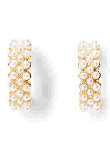 Hoepels met kleine parels, Gold w. Pearl, Packshot image number 1