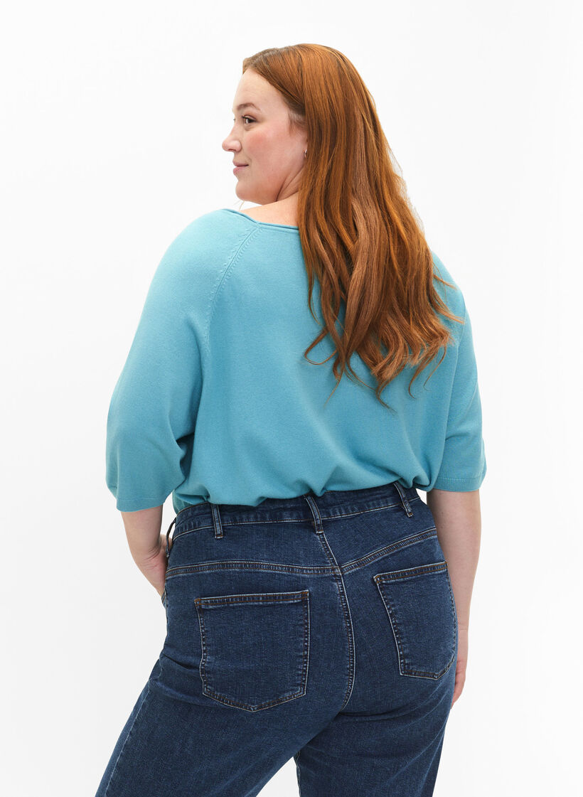 Chemisier tricot en viscose avec manches 3/4, Reef Waters, Model image number 1