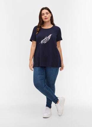 T-shirt à manches courtes avec imprimé, Night Sky w. silver , Model image number 2