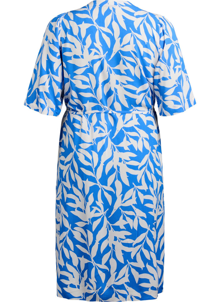 FLASH - Jurk met print en strikceintuur, Blauw, Packshot image number 1