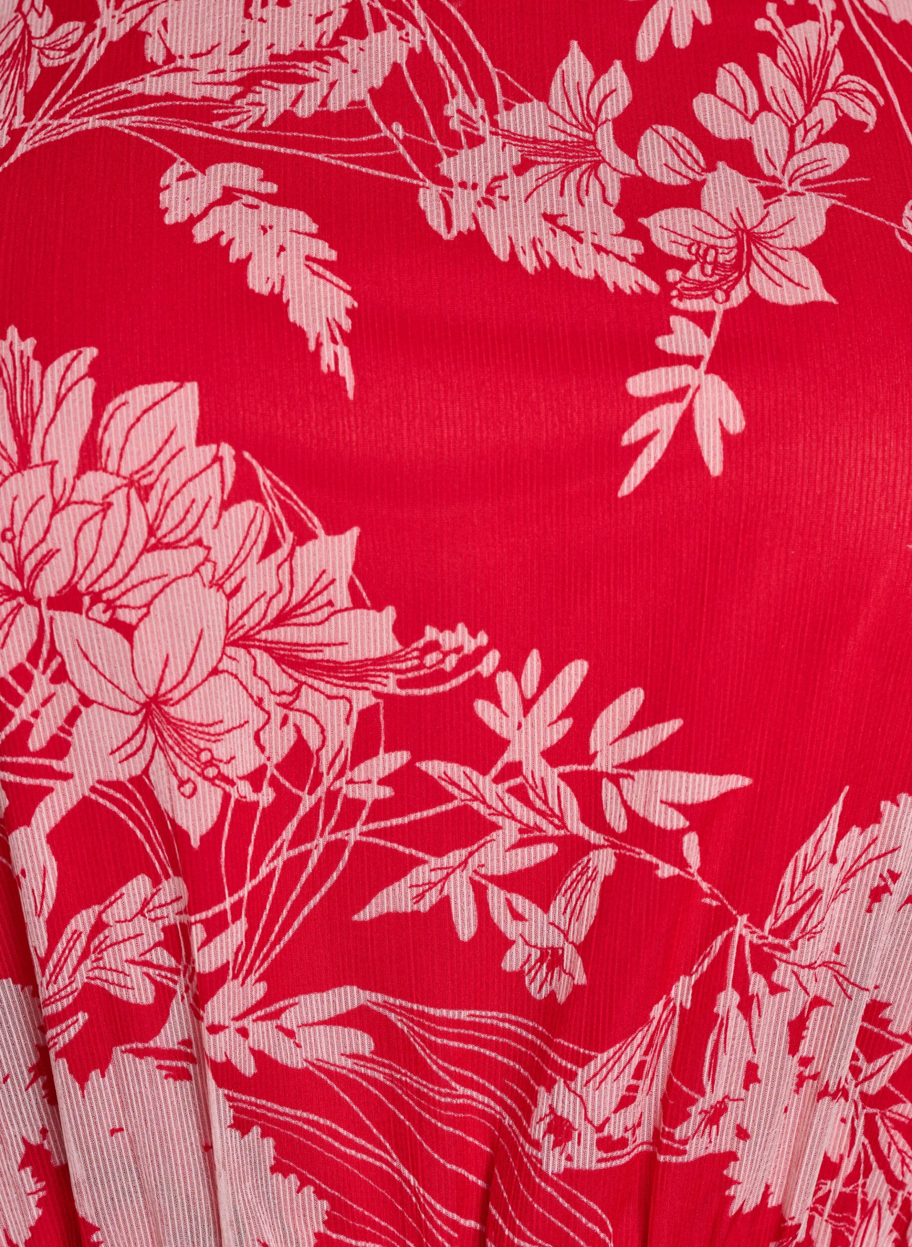 ZizziLange chiffon jurk met bloemenprint, Red Flower AOP, Packshot image number 2