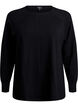 Gebreide blouse met ronde hals en gebreid patroon, Zwart, Packshot image number 0