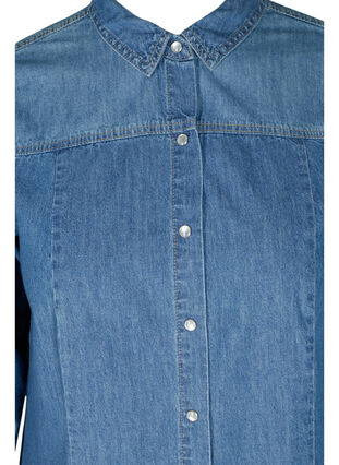 Lange denim blouse in katoen, Blue denim, Packshot image number 2