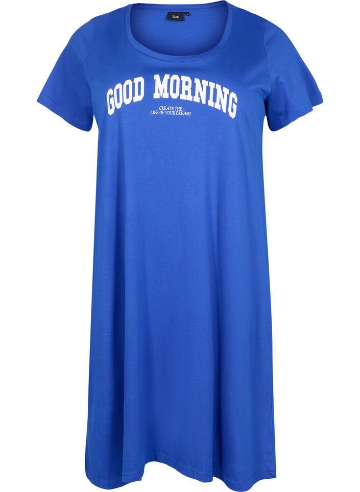 Katoenen nachthemd met korte mouwen, Dazzling Blue GOOD, Packshot image number 0